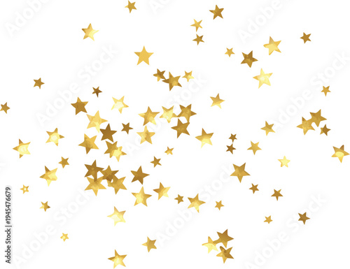 Scattered Gold Stars Confetti Falling on White Background
