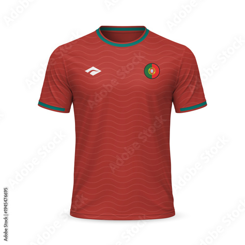3d realistic home soccer jersey Portugal national team, template for football kit 2026