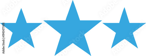 Three Blue Stars on White Background Simple Graphic Design Minimalist