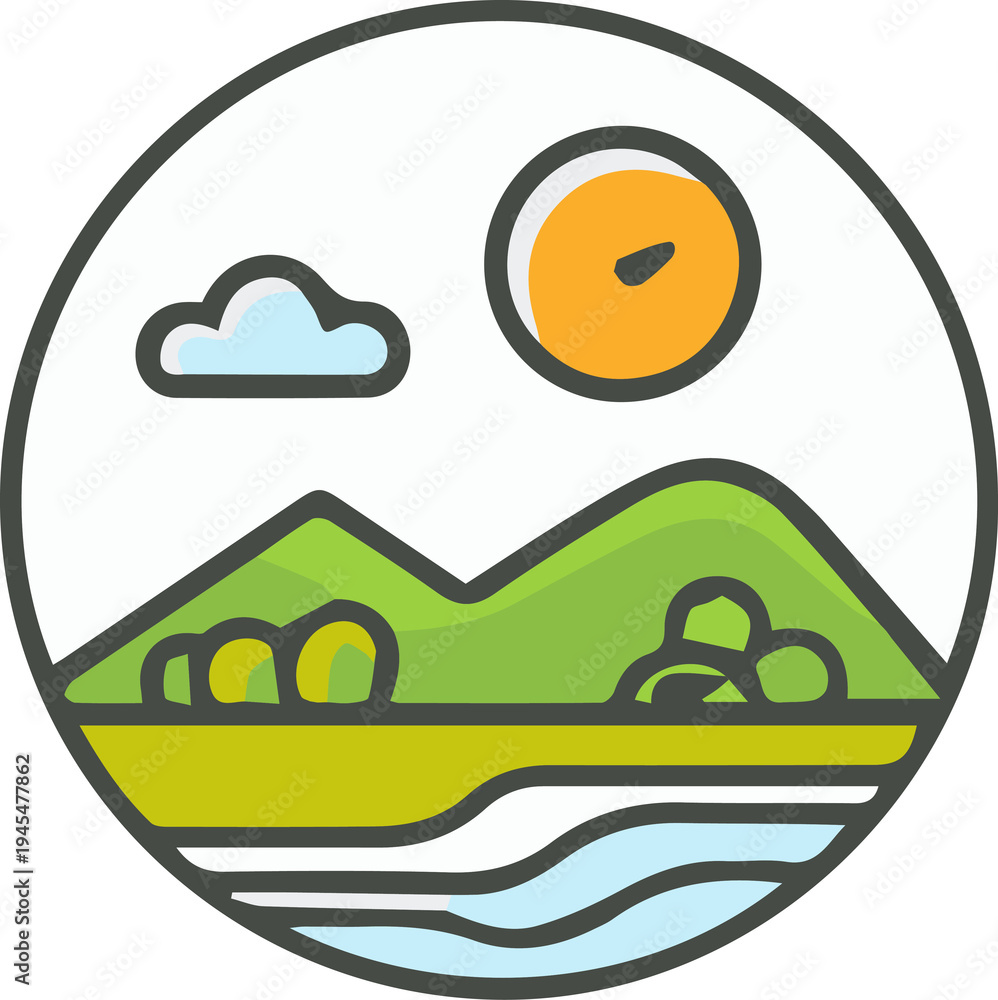 Fototapeta premium Scenic icons of nature and urban landscapes