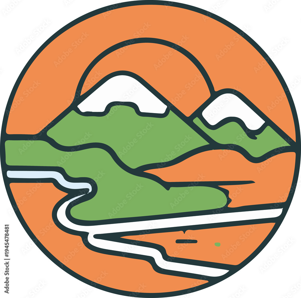 Fototapeta premium Scenic icons of nature and urban landscapes 
