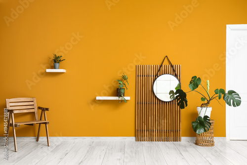 Folding screen, wooden chai...