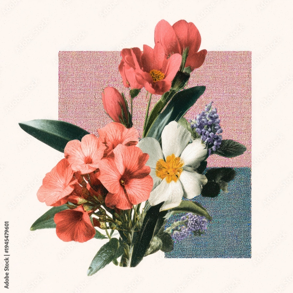 Fototapeta premium Vintage floral collage art