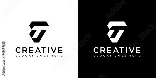 TJ or JT initial letter logo design vector concept