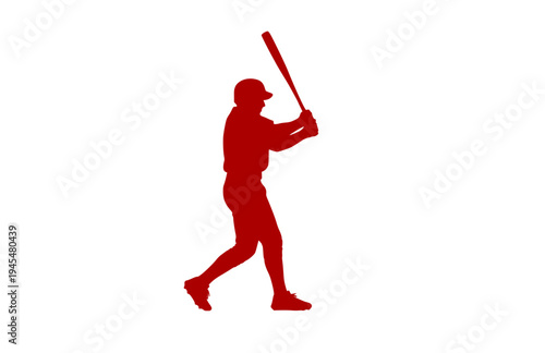 Baseball Power Hitter Swing Silhouette, Home Run Celebration Vector Sticker, World Baseball Classic Athlete Illustration