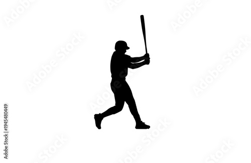 Baseball Power Hitter Swing Silhouette, Home Run Celebration Vector Sticker, World Baseball Classic Athlete Illustration