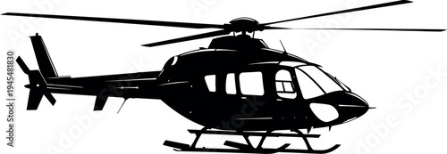 Black helicopter silhouette flying