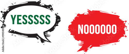 Contrasting speech bubbles with affirmative and negative expressions