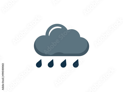 A minimalist vector graphic of a rain cloud with raindrops