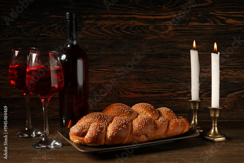 Traditional challah bread w...
