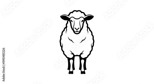Minimalist line drawing of a sheep standing alone. Vector Illustrations. EPS Editable