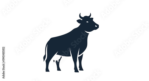 Minimalist Cow Silhouette Standing in White Space for Branding. Vector Illustrations. EPS Editable
