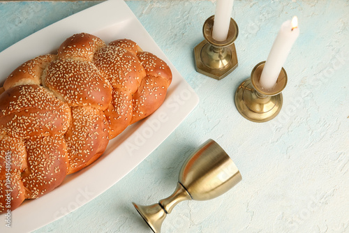 Traditional challah bread w...