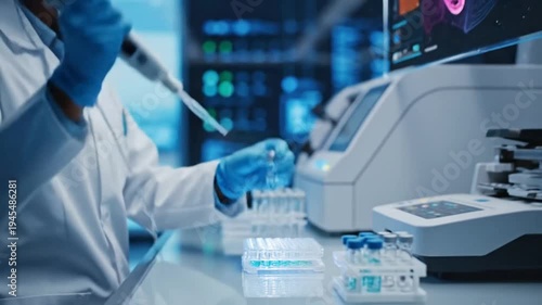 Scientist in Lab Conducting Research with Advanced Equipment and Technology.