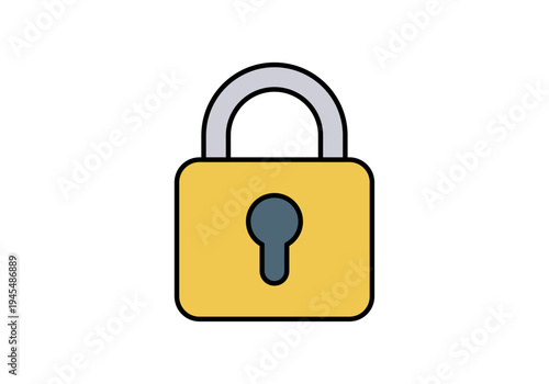Candado de seguridad amarillo cerrado con cerradura central para protección de datos o privacidad