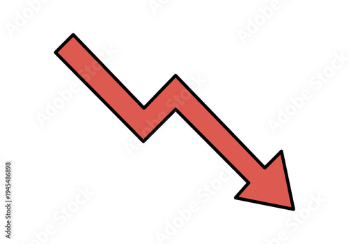 Flecha roja con gráfico de tendencia descendente