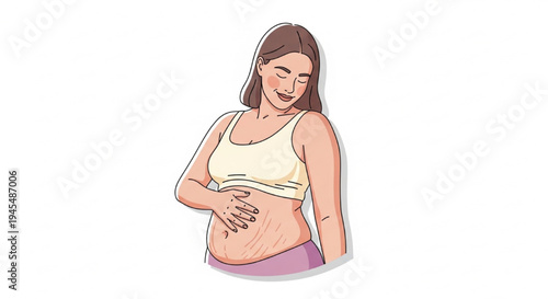 Body Positivity Vector Illustration of Confident Woman with Stretch Marks