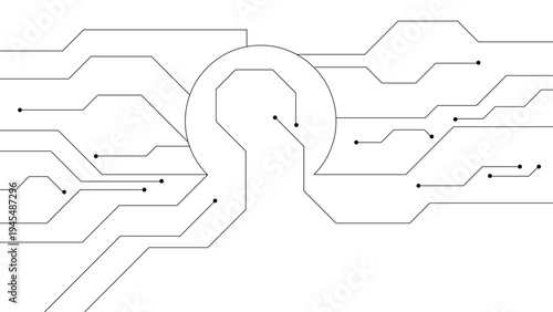 Digital Security Keyhole Circuit Background, Cyber Security Technology Concept with Lock Keyhole and PCB Circuit Lines, Data Protection Network Illustration for Technology Banner, Website and IT Desig