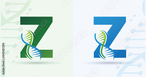 Letter Z DNA Helix Medical Biotech Monogram Logo For Science Healthcare Brand Identity Design Template

