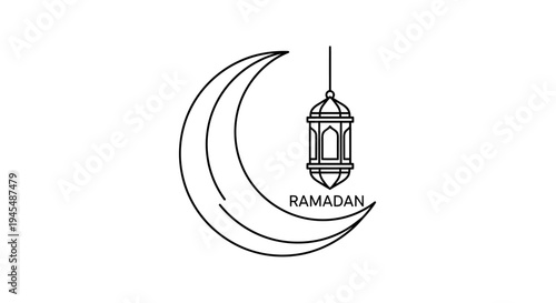 Ramadan Moon Crescent Lantern Illustration for Ramadan Celebration. Vector Illustrations. EPS Editable