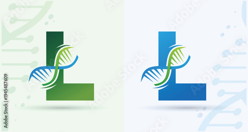 Letter L DNA Helix Medical Biotech Monogram Logo For Science Healthcare Brand Identity Design Template

