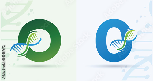 Letter O DNA Helix Medical Biotech Monogram Logo For Science Healthcare Brand Identity Design Template


