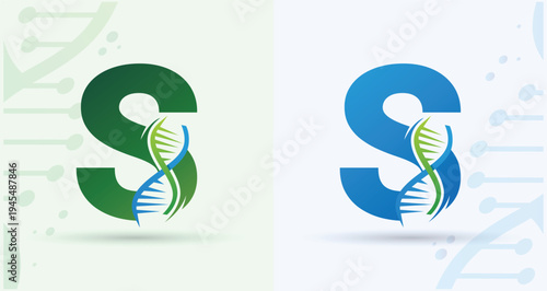 Letter S DNA Helix Medical Biotech Monogram Logo For Science Healthcare Brand Identity Design Template

