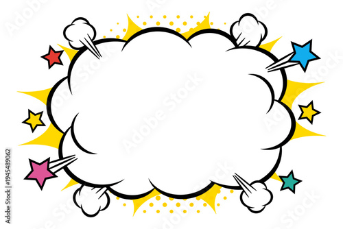 アメコミ　爆発　モコモコ　カラフル　フレーム　イラスト