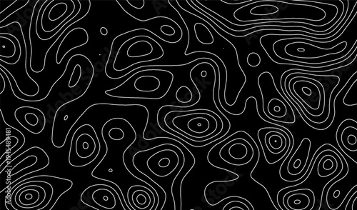 Map contour line and topography abstract relief with topographic vector terrain. Cartography land background and grid landscape outline with geographic mountain texture.