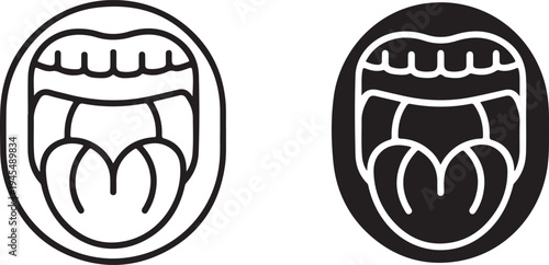 Dental health icons  teeth and gums icon set, line and glyph solid icon set - Solid icons vector collection - Blue icon set - Icon vector - Flat Design Icon