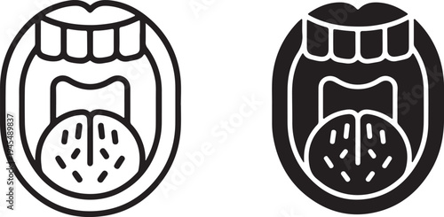 Dental health icons  teeth and gums icon set, line and glyph solid icon set - Solid icons vector collection - Blue icon set - Icon vector - Flat Design Icon