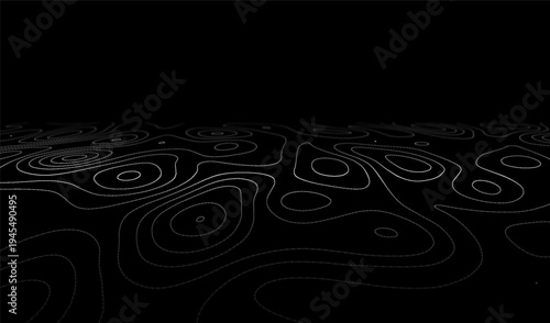 Map contour line and topography abstract relief with topographic vector terrain. Cartography land background and grid landscape outline with geographic mountain texture.
