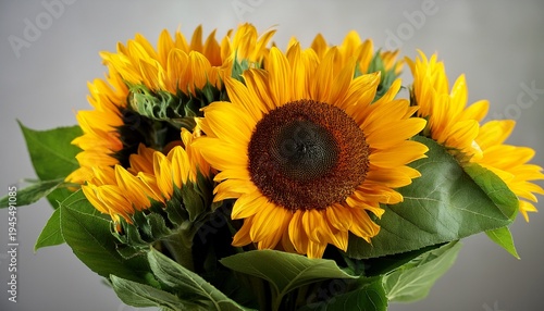 Wallpaper Mural bouquet of sunflower with green leaves Torontodigital.ca