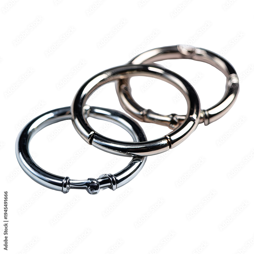 Fototapeta premium Interlocking metal rings, arranged in a chain, with a shiny, reflective finish