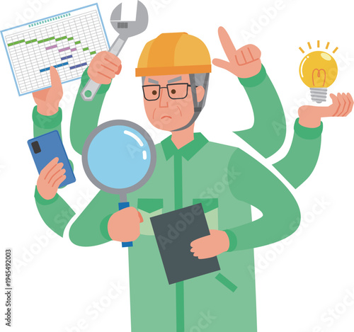 高齢のベテラン作業員