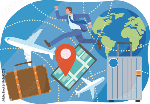 世界を飛び回るビジネスマン