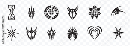 Tribal Vector Symbol Collection Abstract Black Icons for Tattoo, Logo, Gaming and Graphic Design Elements