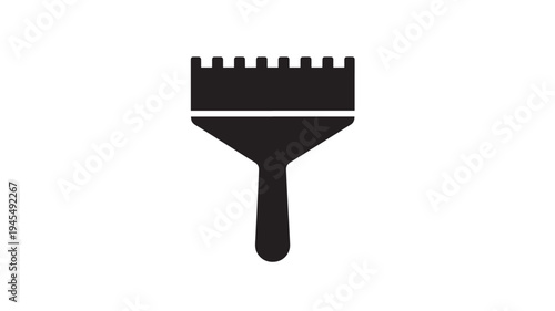Brush tool icon with a flat head and a tapered handle, symbolizing painting or cleaning tasks. featuring paint, clean, graphic with design and symbol