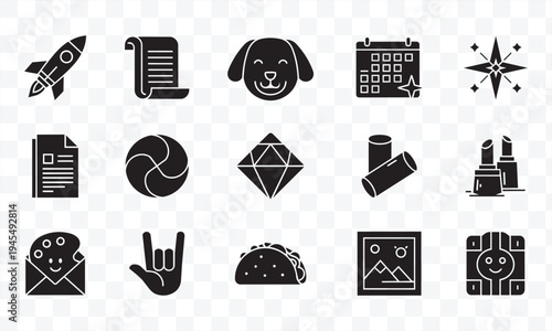 Versatile Glyph Icons Collection Business, Lifestyle, Tech, Food, and Fun Vector Elements
