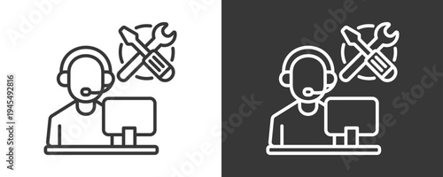 Support Icon Set Vector Collection Isolated In Black And White