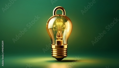 Wallpaper Mural a creatively designed light bulb enclosed in a golden padlock against a green background symbolizing ideas locked away Torontodigital.ca