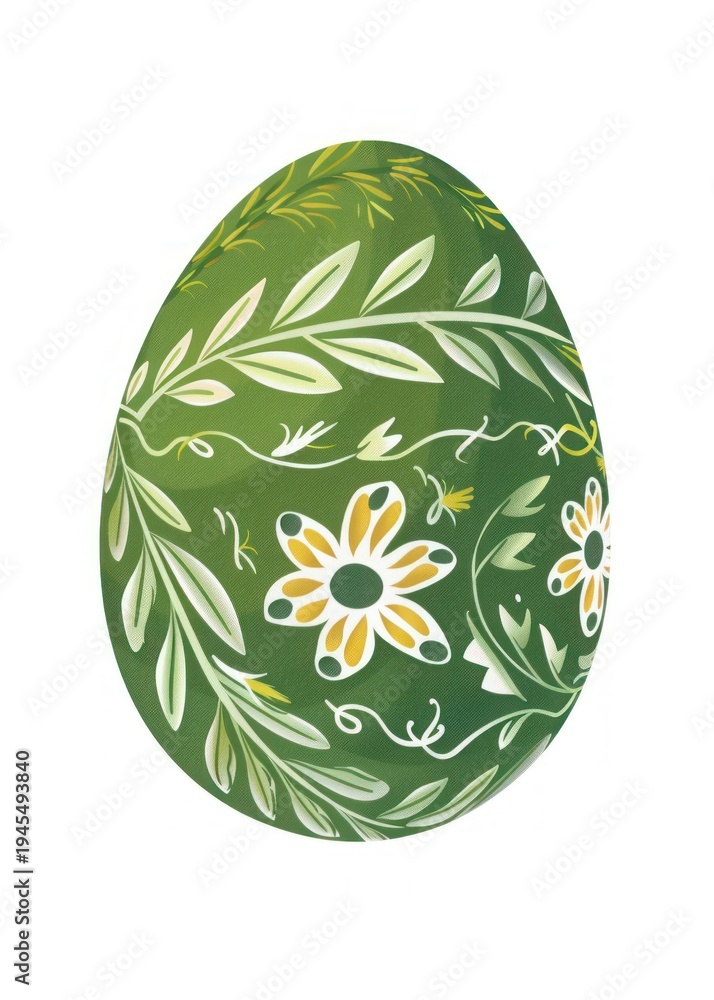 Fototapeta premium Green easter egg illustration pattern decoration.