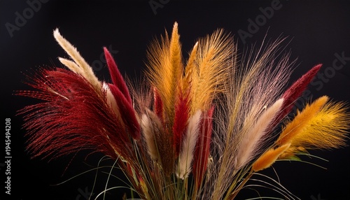 Wallpaper Mural bouquet of colorful decorative reeds and grasses fall colors with a black background Torontodigital.ca