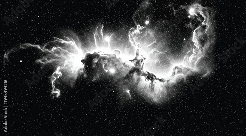 A stunning astronomical image of a nebula in space with bright stars and cosmic dust clouds