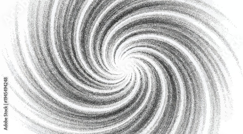 Black and white swirl pattern with spiral lines isolated on white background creating a mesmerizing optical illusion effect