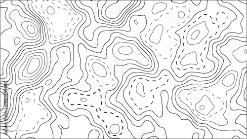 Abstract Topographic Contour Line Pattern Background Minimal Black and White Map Style Terrain Lines Geographic Elevation Concept Modern Cartography Inspired Design