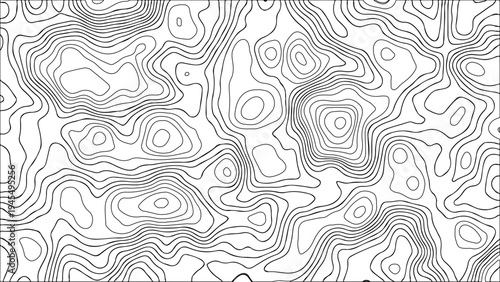 Abstract Topographic Contour Lines Pattern Background, Black Minimal Map Lines Texture, Modern Geographic Terrain Map Illustration for Poster, Technology, Cartography and Design Backdrop