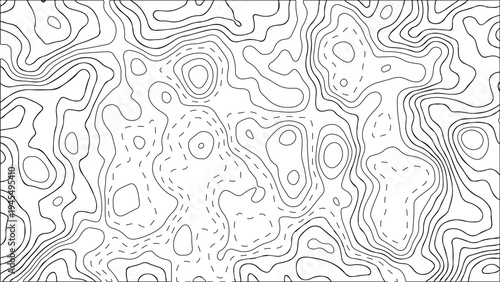 Abstract Topographic Contour Line Pattern Background Minimal Black and White Map Style Terrain Lines Geographic Elevation Concept Modern Cartography Inspired Design