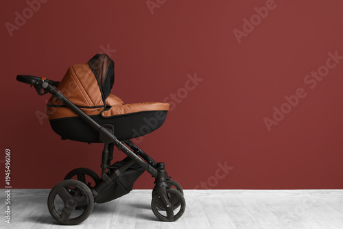 Modern baby stroller near r...