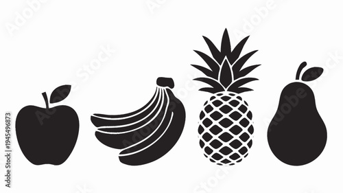 Fruit Silhouette Icon Set Illustration